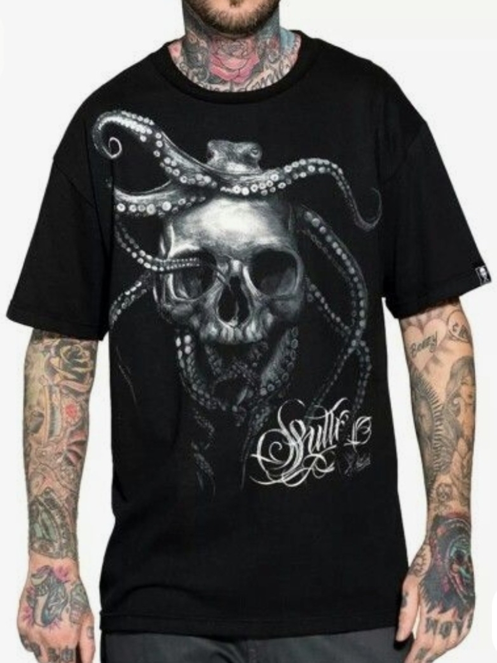 Men's Skull & Octopus Graphic Tee - Black- SULLEN - NWT - 2XL